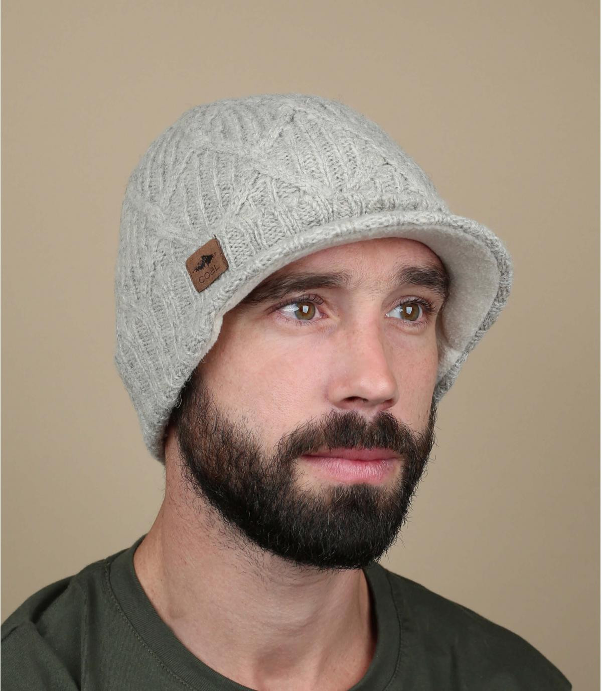 knit visor beanie The Yukon Brim grey